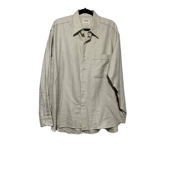 Lorenzini Mens Striped Button-Down Shirt 42 Made In Italy Cotton Long Sleeve - Picture 1 of 5